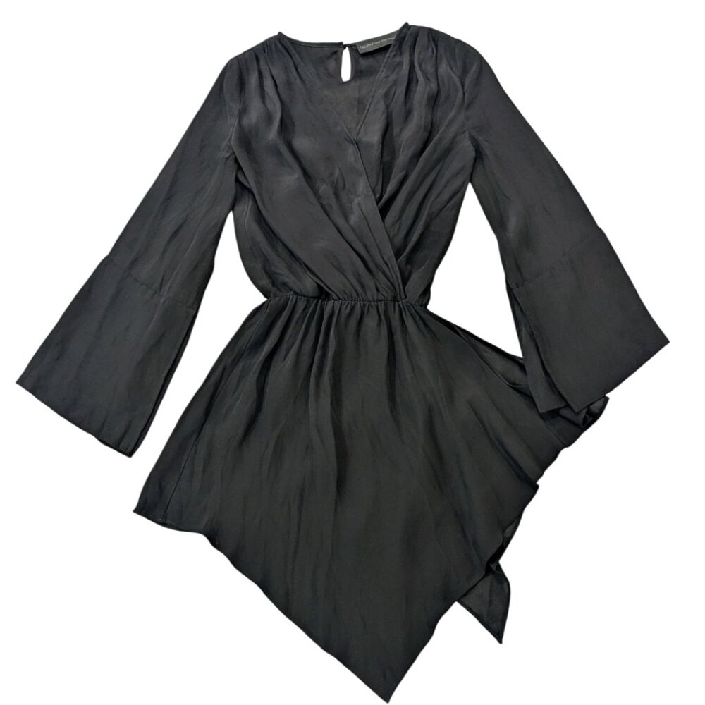 BLESS'ED ARE THE MEEK Split Bell Sleeve Dress 2 Asymmetrical V-Neck Surplice